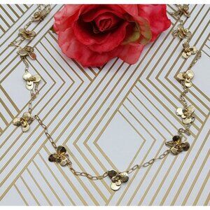 Jade & Jasper Long Chain Station Necklace 3D Flowers Textured Chain 38" Long